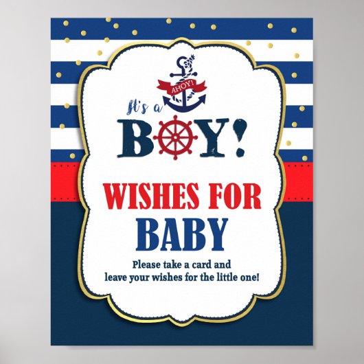 Poster Voeux pour bébé Baby shower nautique activité (Devant)
