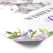 Poster Voeux pour bébé fille pourpre Lilac Eléphant Douch (Coin)