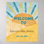 Poster Voici Blue Rays Sunshine Baby shower Bienvenue (Devant)