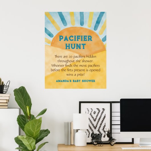 Poster Voici Blue Sunshine Baby shower Fun Hunt Game (Bureau à domicile)