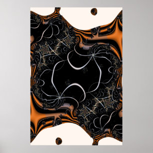 Poster Voici Halloween   Art fractal noir et orange