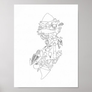 Poster Voici Jersey dessiné à la main