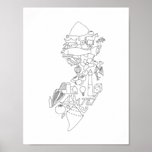 Poster Voici Jersey dessiné à la main (Devant)