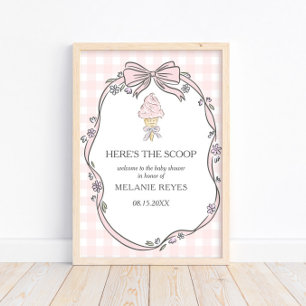 Poster Voici la glace rose de l'anniversaire de bébé Sund
