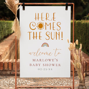 Poster Voici L'Accueil Du Baby shower Boy Sun Boho