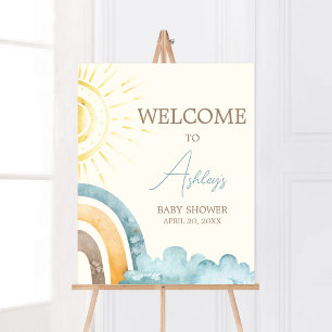 Poster Voici L'Accueil Du Baby shower Son Retro