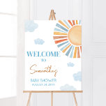 Poster Voici L'Accueil Du Baby shower Sun<br><div class="desc">Faites de votre événement un événement spécial avec ce Baby shower Sun avec notre jolie Affiche de bienvenue imprimable avec l'adorable thème du Baby shower Sunshine. Téléchargez,  personnalisez et créez des souvenirs durables avec cette touche parfaite pour votre fête joyeuse ! BS789</div>