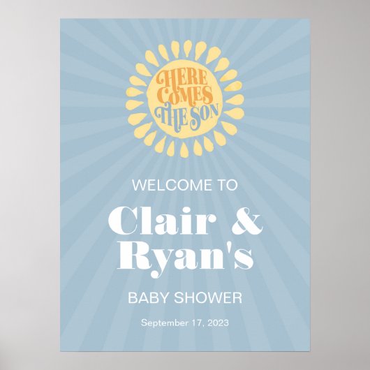 Poster Voici l'Affiche de bienvenue Baby shower Fils (Devant)