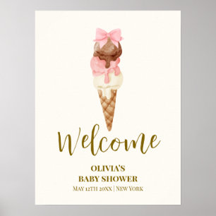 Poster Voici le Baby shower de glace Scoop Bow Ice Cream 