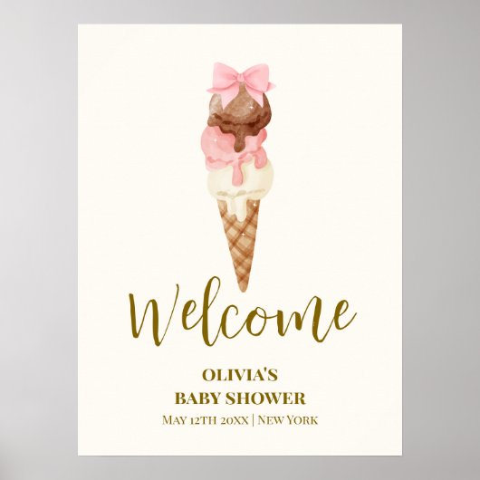 Poster Voici le Baby shower de glace Scoop Bow Ice Cream  (Devant)