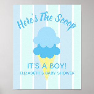 Poster Voici le Baby shower d'été de la crème glacée Scoo