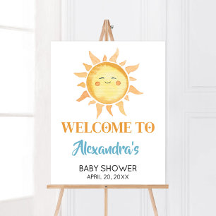 Poster Voici le Baby shower Son mignon soleil Bienvenue