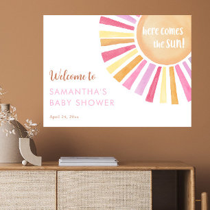 Poster Voici le baby shower Sun girl bienvenue