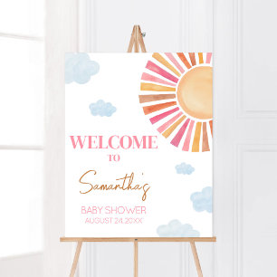 Poster Voici Le Baby shower Sun Girl Bienvenue