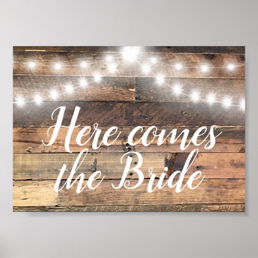 Poster Voici Le Bride Rustic Wood Lights Strands (Devant)
