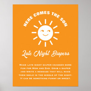 Poster Voici Le Fils Baby shower Late Night Diapers
