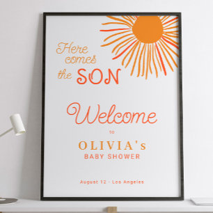 Poster Voici le fils garçon baby shower bienvenue