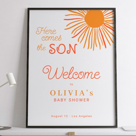 Poster Voici le fils garçon baby shower bienvenue