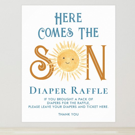 Poster Voici Le Signal Baby shower Fils Déchets Raffle