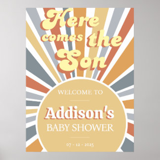 Poster Voici le signe de bienvenue du Baby shower Son