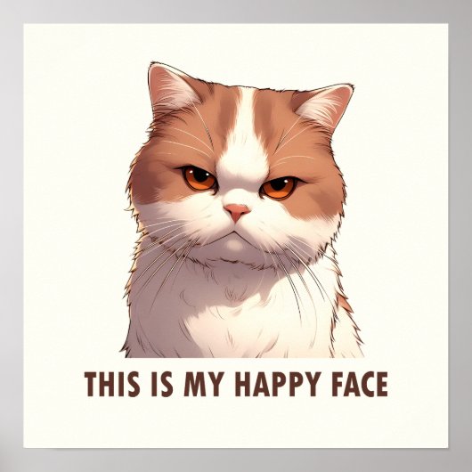 Poster Voici mon joyeux chat Moody Face (Devant)