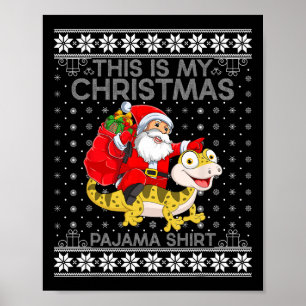 Poster Voici Mon Pyjamas De Noël Père Noël Riding Lizard