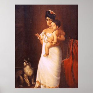 Poster Voici Papa-Raja Ravi Varma peinture (Réplique)