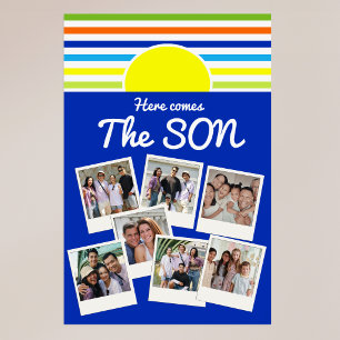 Poster Voici venir le fils Baby Shower Toile de fond & In