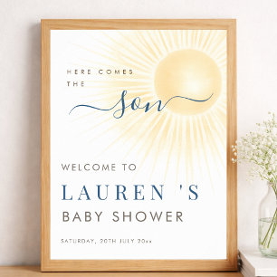 Poster Voici venir le fils Garçon Baby Shower Panneau de