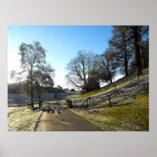 Poster Voie de campagne dans un paysage gelé