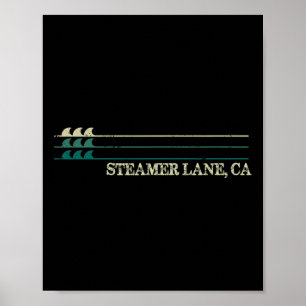 Poster Voie de la vapeur Californie Bris Surf Rétro Vague