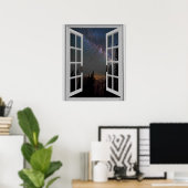Poster Voie Lactée de nuit Galaxy Fake Window (Bureau à domicile)
