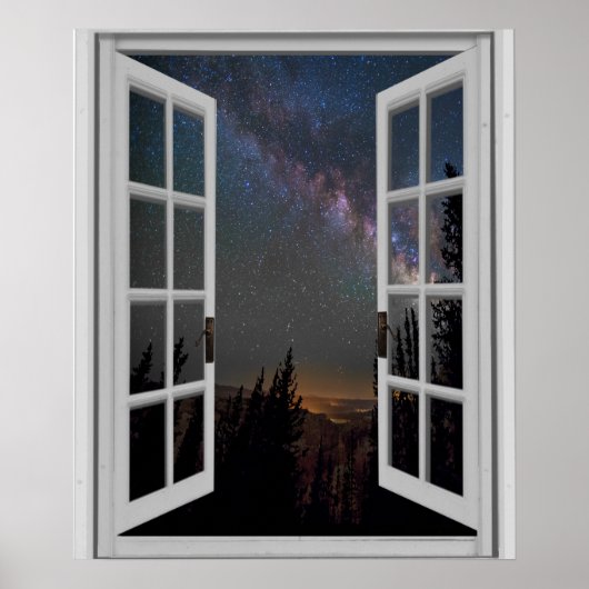 Poster Voie Lactée de nuit Galaxy Fake Window (Devant)