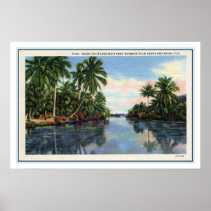 Poster Voie navigable vintage entre Miami et Palm Beach