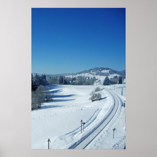 Poster Voies de train à travers la neige (Devant)