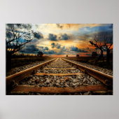 Poster Voies ferroviaires anciennes rustiques (Devant)