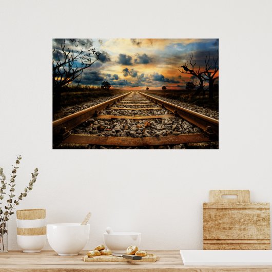 Poster Voies ferroviaires anciennes rustiques (Cuisine)