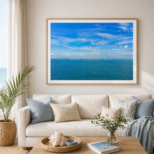 Poster Voies maritimes du détroit de Singapour avec navir