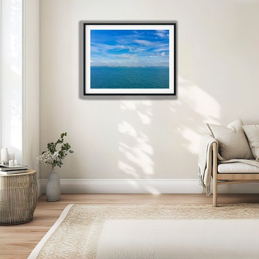 Poster Voies maritimes du détroit de Singapour avec navir