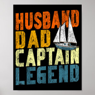 Poster Voile bateau à voile rétro vintage mari papa capit
