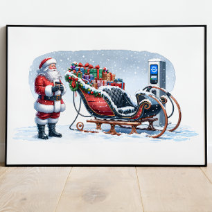 Poster Voile électrique Santa Claus EV