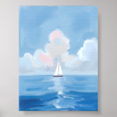 Poster Voile en bleu | Bateau à voile côtier Peinture océ (Devant)