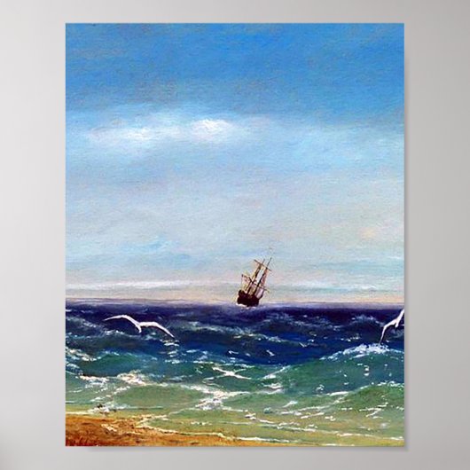 Poster Voile en mer par Ivan Aivazovsky (Devant)
