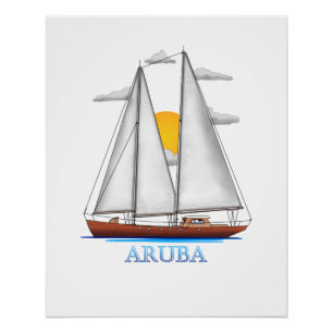 Poster Voile nautique Côtière d'Aruba
