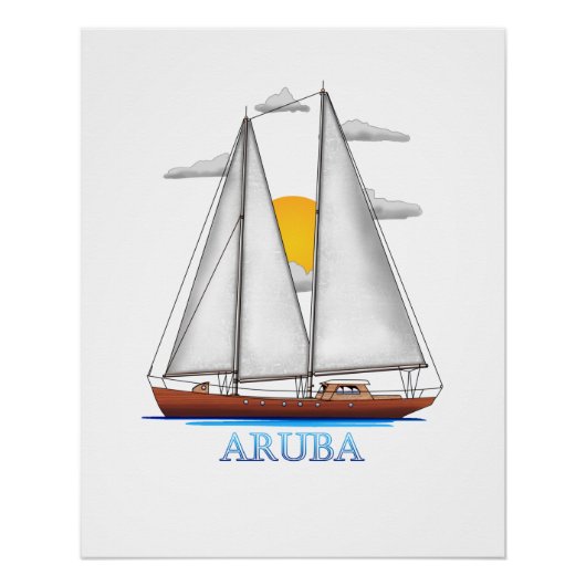 Poster Voile nautique Côtière d'Aruba (Devant)
