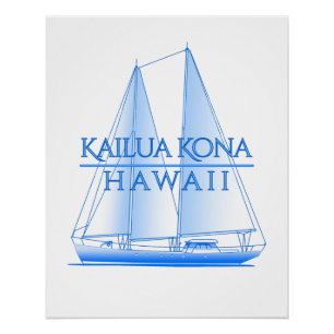 Poster Voile nautique côtière de Kailua Kona