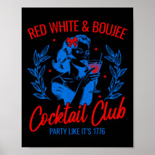 Poster Voile Vintage Rouge Blanc Et Boujee Boire 4e De