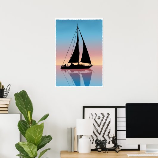 Poster Voiles au coucher du soleil Silhouette (Bureau à domicile)