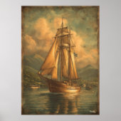 Poster Voiles Dorées — Voyage Maritime Classique (Devant)