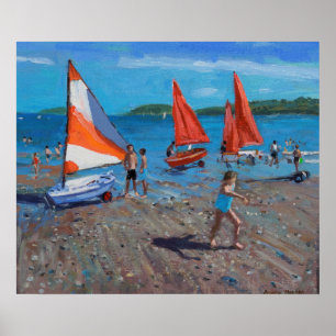 Poster Voiles rouges et blanches Abersoch